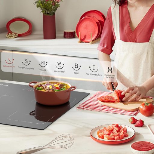 Cooksir 60 cm-es Indukciós Főzőlap 4 Zónával - Rugalmas Kombinált Felülettel, 3500W Teljesítmény, Üvegkerámia, Önálló Beépíthető