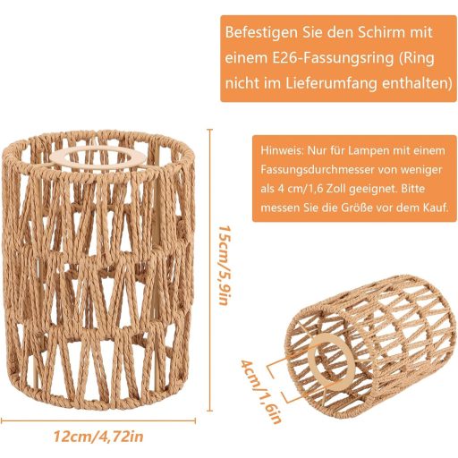 Oungy 2db Rattan Lámpaernyő Natúr Boho Függőlámpa Asztali és Álló Lámpa