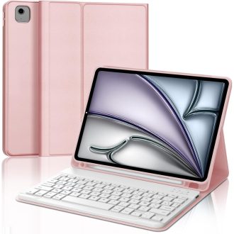   SENGBIRCH iPad Air 11 2024 Futrola s tipkovnicom AZERTY, svijetlo ružičasta