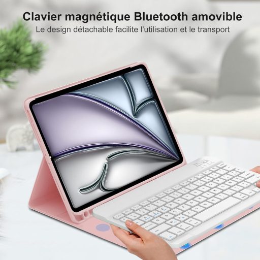 SENGBIRCH iPad Air 11 2024 Futrola s tipkovnicom AZERTY, svijetlo ružičasta
