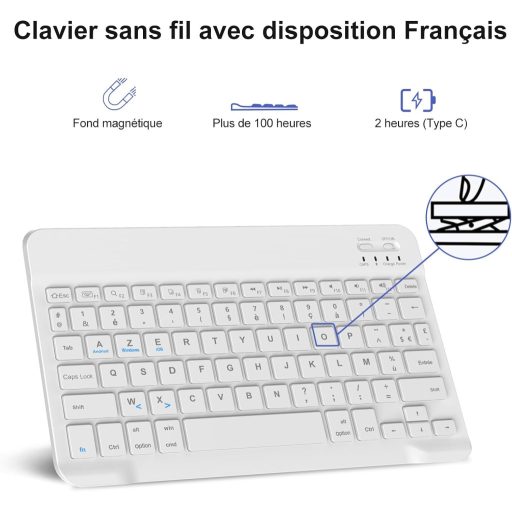 SENGBIRCH iPad Air 11 2024 Futrola s tipkovnicom AZERTY, svijetlo ružičasta