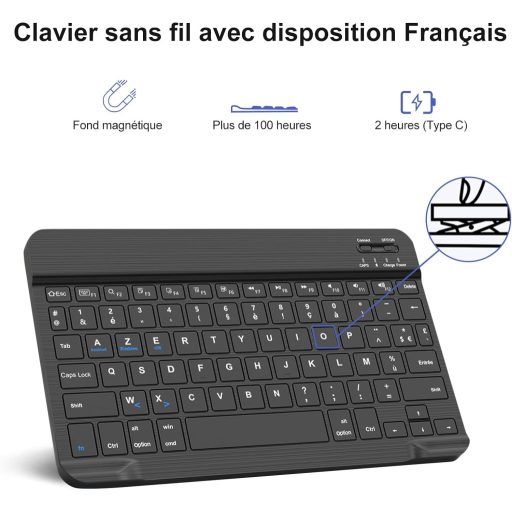 SENGBIRCH iPad Air 11 2024 Billentyűzetes Tok AZERTY Stylus Nyílással Zöld