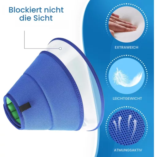 ICOYEA Puha Kutyanyakörv Kék L - Lélegző, Állítható, Könnyű Védőnyakörv Kutyáknak