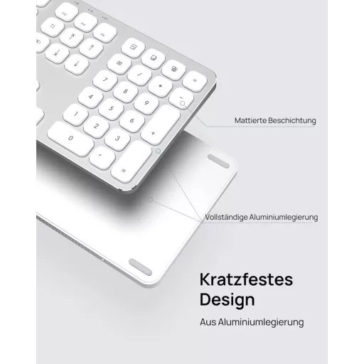 Tastatură wireless Bluetooth SODI pentru Mac/iPad/iPhone, aluminiu, reîncărcabilă, QWERTZ