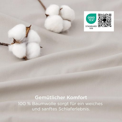 BEDSURE 220x240 cm pamut ágyneműhuzat szett bézs-taupe, 3 részes, 2 párnahuzattal