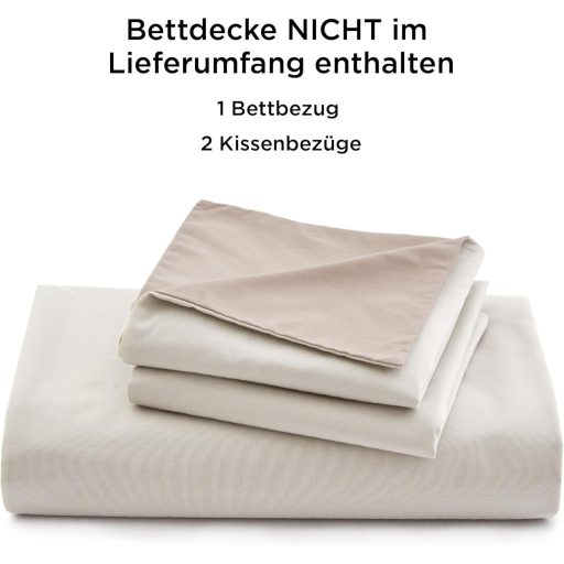 BEDSURE 220x240 cm pamut ágyneműhuzat szett bézs-taupe, 3 részes, 2 párnahuzattal