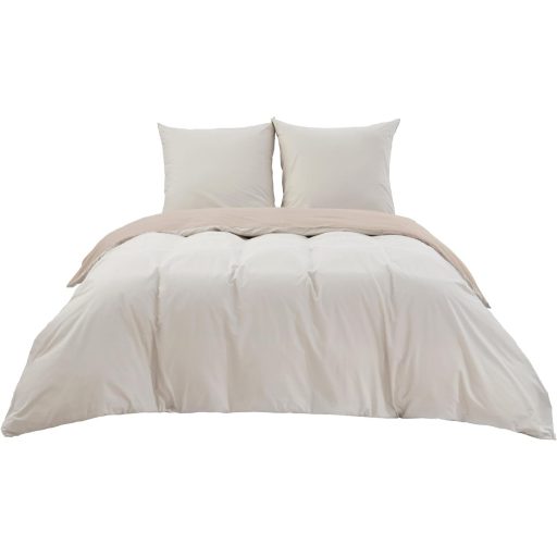 BEDSURE 220x240 cm pamut ágyneműhuzat szett bézs-taupe, 3 részes, 2 párnahuzattal