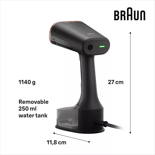 Aparat de călcat vertical cu abur Braun QuickStyle 7 GS7077BK, debit de abur 35g/min, rezervor 250ml, încălzire în 35s