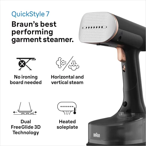 Braun QuickStyle 7 GS7077BK gőzölő, 35g/perc gőzteljesítmény, 250ml tartály, 35mp felmelegítés
