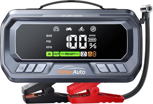 YaberAuto 26800mAh Autós Bikázó Akkumulátor - Vészhelyzeti Indításrásegítő Powerbank 12V Járművekhez