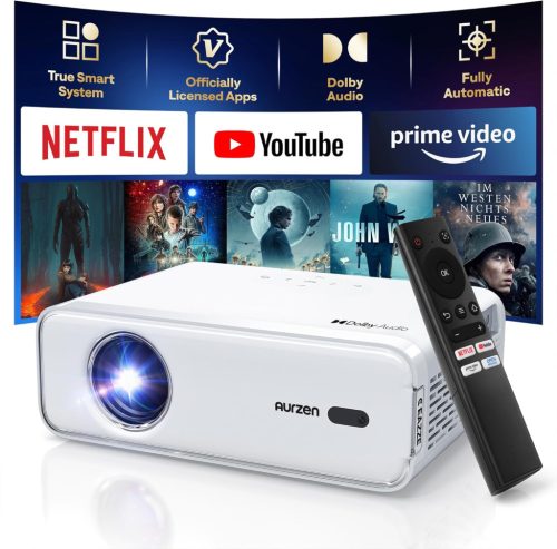 Proiector Inteligent Aurzen Eazze D1 - Suport 4K, Full HD 1080P, Netflix, Dolby Audio, Autofocus, WiFi, Bluetooth, Experiență Cinema Acasă