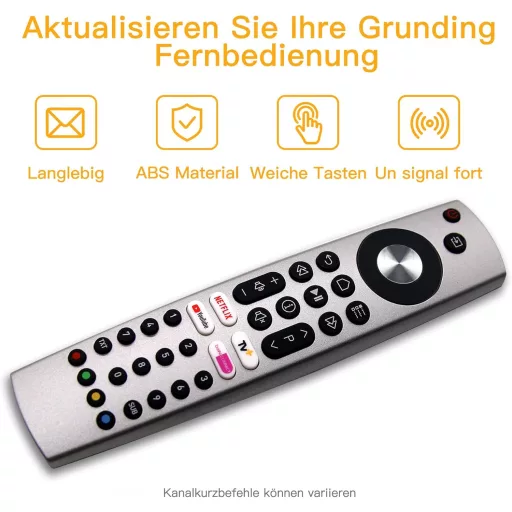 FOXRMT Grundig TV Távirányító - Univerzális Távirányító Grundig Televízióhoz - Azonnali Használat RC4353922 Modellekhez - 4 Gyorsgombbal