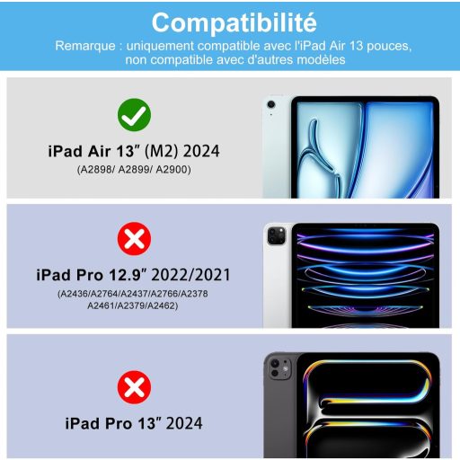 FARYODI zaštitna maska za iPad Air 13" (M2) 2024 s odvojivom Bluetooth tipkovnicom, francuski AZERTY raspored, ugrađeni držač za Apple Pencil, svijetla