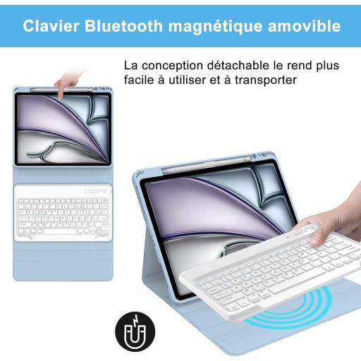 FARYODI zaštitna maska za iPad Air 13" (M2) 2024 s odvojivom Bluetooth tipkovnicom, francuski AZERTY raspored, ugrađeni držač za Apple Pencil, svijetla