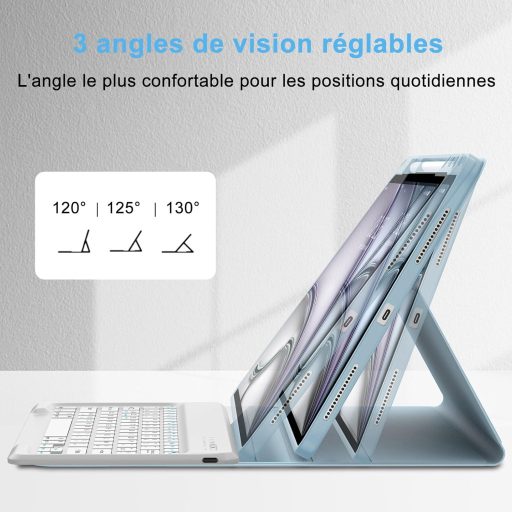 FARYODI zaštitna maska za iPad Air 13" (M2) 2024 s odvojivom Bluetooth tipkovnicom, francuski AZERTY raspored, ugrađeni držač za Apple Pencil, svijetla