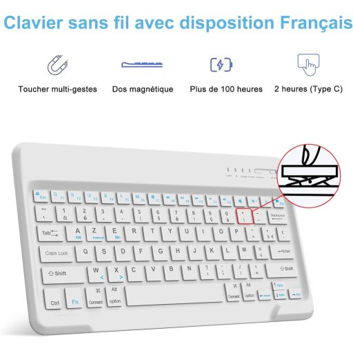 FARYODI zaštitna maska za iPad Air 13" (M2) 2024 s odvojivom Bluetooth tipkovnicom, francuski AZERTY raspored, ugrađeni držač za Apple Pencil, svijetla