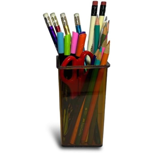 ANIMALPLAST Set Suport Acrilic pentru Pixuri 2 bucăți - Organizator pentru Instrumente de Scris și Pensule de Machiaj, Organizator de Birou pentru Acasă, Școală, Loc de Muncă (Maro)