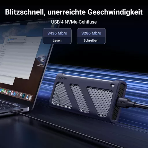 UGREEN USB 4 M2 SSD Ház 40Gbps - NVMe Külső Merevlemez Tok Thunderbolt 4/3 Kompatibilis, Windows/Linux/Mac Mini M4/MacBook Pro M4 Támogatás