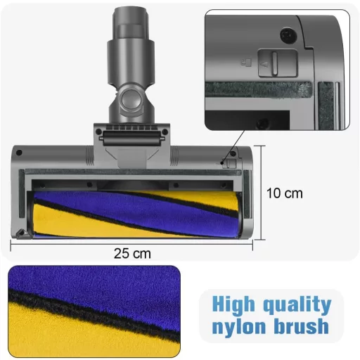 DrRobor LED Világításos Puha Görgős Padlófej Dyson V7 V8 V10 V11 Porszívókhoz - Mosható Tisztítófej Kemény Padlóhoz, 180° Forgatható