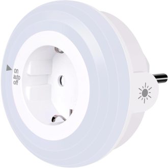   emotionlite Éjszakai Fény Aljzat Szenzorral, LED Éjszakai Lámpa Gyerekeknek, Fényérzékelő, 4 Fokozat, Meleg Fehér 2700K