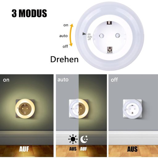 Lumină de Noapte emotionlite cu Senzor, Lampă LED de Veghe pentru Copii, Senzor de Lumină, 4 Trepte, Alb Cald 2700K