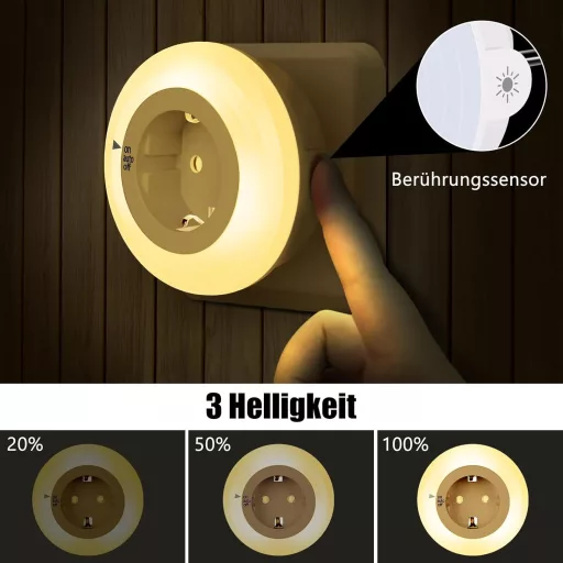 Lumină de Noapte emotionlite cu Senzor, Lampă LED de Veghe pentru Copii, Senzor de Lumină, 4 Trepte, Alb Cald 2700K