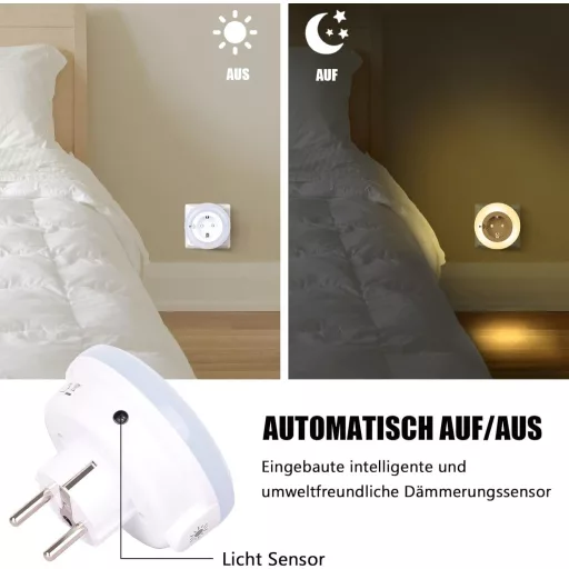 Lumină de Noapte emotionlite cu Senzor, Lampă LED de Veghe pentru Copii, Senzor de Lumină, 4 Trepte, Alb Cald 2700K