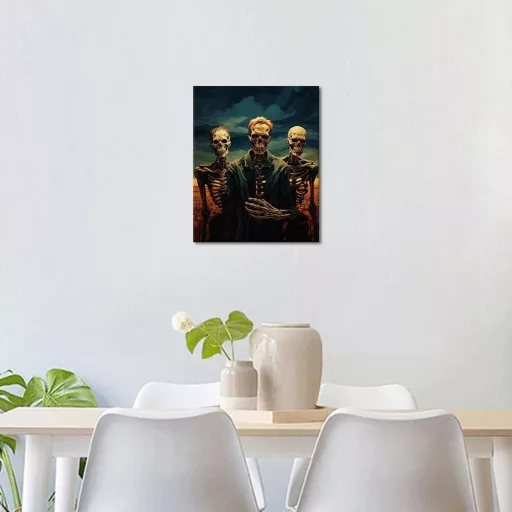 TISHIRON Set Pictură Craniu după Numere - Set Acrilic DIY pentru Adulți și Copii - Tablou de Perete pe Pânză pentru Ziua Morților 40,6 x 50,