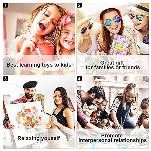 TISHIRON Koponya Festés Számok Alapján Készlet - DIY Akril Festőszett Felnőtteknek és Gyerekeknek - Halottak Napja Vászon Falikép 40,6 x 50,