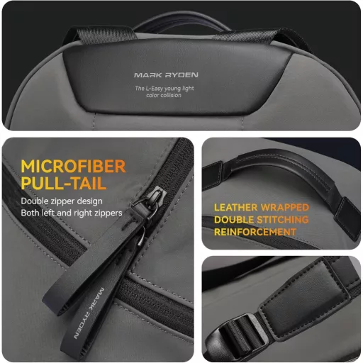 Rucsac Unisex Mark Ryden cu Compartiment Laptop - Impermeabil, cu Fermoare YKK, Geantă de Oraș pentru Școală, Muncă - Rucsac Ușor, Durabil Gri Deschis