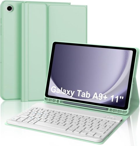 Husă cu tastatură AZERTY Franceză FARYODI pentru Tabletă Samsung Galaxy Tab A9+ 11" 2023, husă de protecție cu suport pentru stylus, pentru modelele SM-X210/X216/X218, Alb