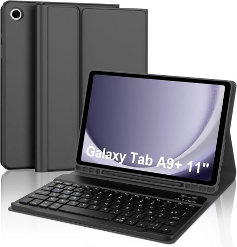 FARYODI Billentyűzetes Tok Samsung Galaxy Tab A9+ 11" 2023 Tablethez - Francia AZERTY Kiosztás, Stifttartóval, Fekete Védőtok (SM-X210/X216/