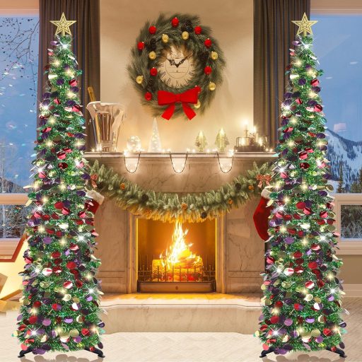 HMASYO 180 cm Fenyő Karácsonyfa Időzítővel, 100 LED Világítással, Távirányítóval, USB Üzemeltetésű