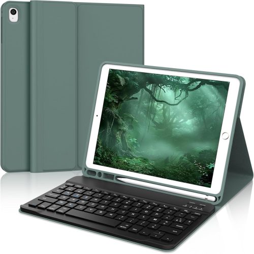 FARYODI iPad 10.2 Védőtok Bluetooth Billentyűzettel - 7/8/9. Generációs iPad, iPad Pro 10.5, Air 3 Kompatibilis, Sötétzöld
