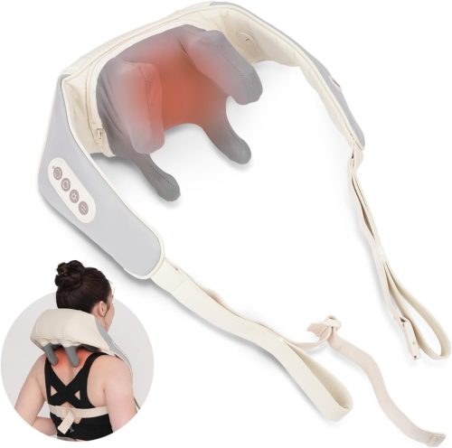 HuBDIC Mini Shiatsu Nyakmasszírozó - Vezeték Nélküli Melegítő Funkcióval, 3D Mély Szöveti Masszázs, Hordozható Váll- és Hátmasszírozó, Elefá