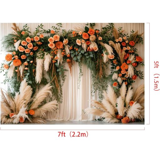 Fundal foto Kate Boho arcuit cu flori, 2,2x1,5m, perdea artistică de flori cu iarbă de pampas, recuzită de studio pentru ședințe foto de nuntă