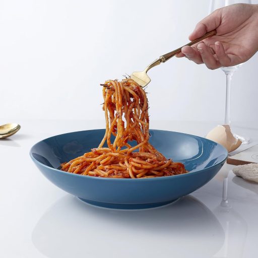 Set boluri pentru paste Swuut Ceramică 23 cm - 6 buc, 1180 ml Bol mare pentru salată, Set de vase pentru masă, utilizabil în cuptorul cu microunde, lavabil în mașina de spălat vase