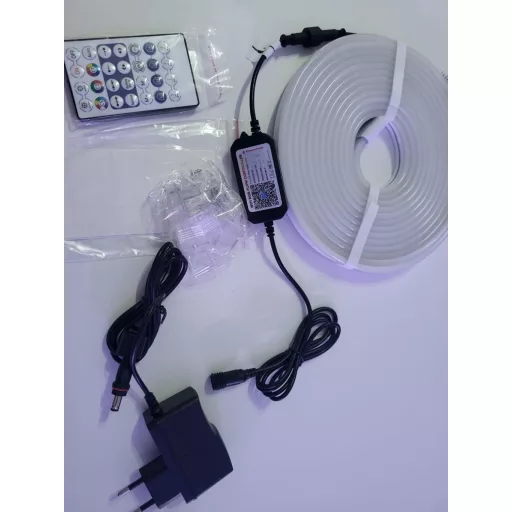 Bandă LED Neon RGB+IC Lichaser 20m, de exterior, WiFi - IP68 Impermeabilă, Flexibilă, Controlată prin Alexa, Bandă Luminoasă din Silicon 24V cu Sincronizare Muzicală