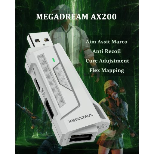 Megadream AX200 Egér és Billentyűzet Adapter PC-hez - MnK Konverter FPS Játékokhoz