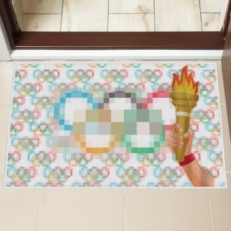   Olimpiai zászlós lábtörlő, 73x44cm, kültéri, csúszásmentes, mosható - SPERMUOY