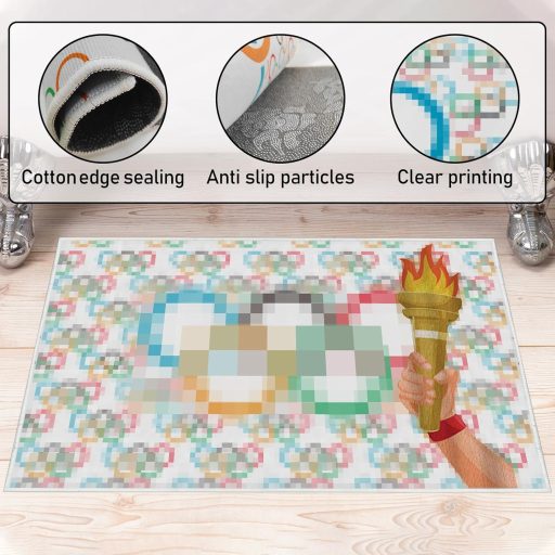 Olimpiai zászlós lábtörlő, 73x44cm, kültéri, csúszásmentes, mosható - SPERMUOY