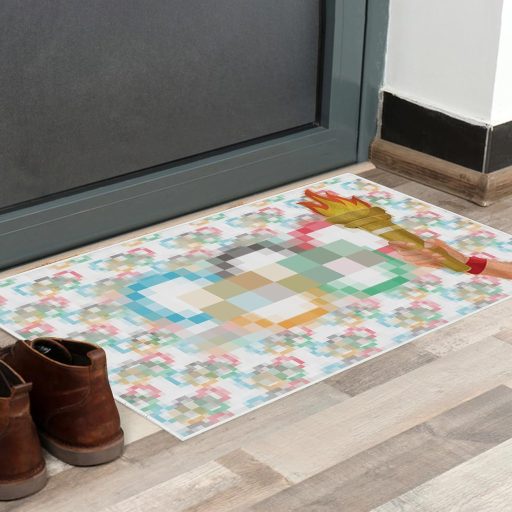 Olimpiai zászlós lábtörlő, 73x44cm, kültéri, csúszásmentes, mosható - SPERMUOY