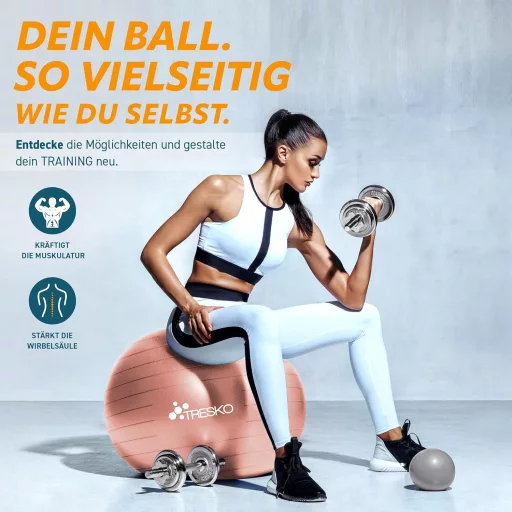 TRESKO Gimnasztikai Labda Légszivattyúval, Yoga Ball, Robusztus Ülőlabda 300 kg