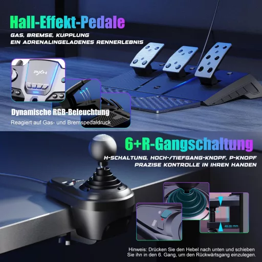 PXN V9 Gen2 Gaming Kormány 270°-900° H-váltóval Hall Effect Pedállal PC Xbox PS4