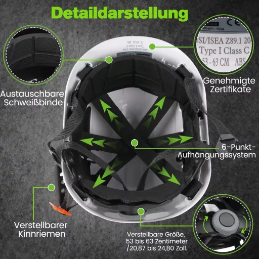 Căști de protecție GREEN DEVIL, cască de lucru ABS, ușoară, ventilată, cască industrială EN397