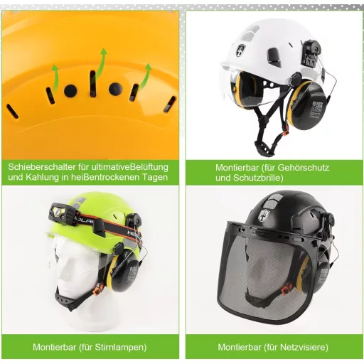 Căști de protecție GREEN DEVIL, cască de lucru ABS, ușoară, ventilată, cască industrială EN397