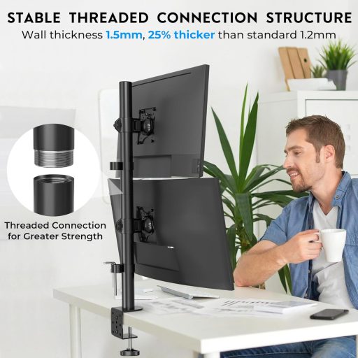 BONTEC Dual Monitor Tartó 13-34" Magasságállítható Forgó VESA Kompatibilis