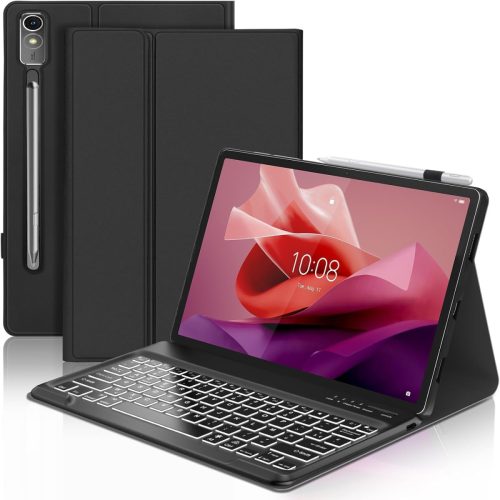 Tastatură FARYODI pentru tabletă Lenovo Tab P12 de 12.7 inch (2023) – cu iluminare de fundal în 7 culori, tastatură Bluetooth wireless detașabilă cu layout francez AZERTY, negru – compatibilă cu Lenovo Tab P12 12.7" 3K (TB371FC)