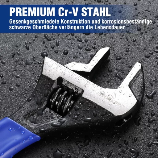 Cheie reglabilă WORKPRO 200mm, oțel Cr-V, mâner bimaterial