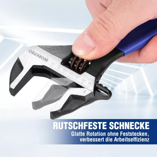 Cheie reglabilă WORKPRO 200mm, oțel Cr-V, mâner bimaterial